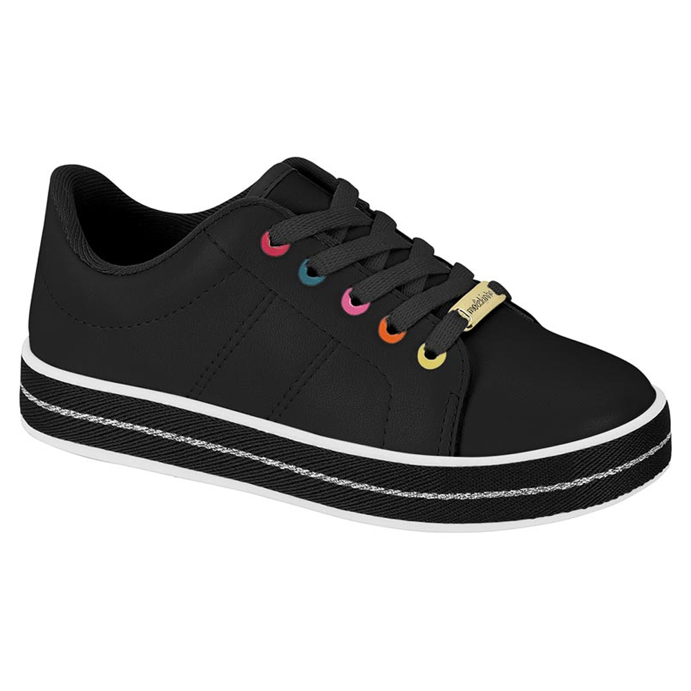 Molekinha - Sapato Casual Infantil - Napa Turim/Gor Fgp - PRETO 01/PRETO 01-PRATA 2520.320.26708.75682