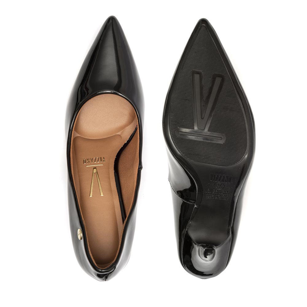 Salto Alto Scarpin Preto Verniz Vizzano Sapato Feminino Scarpin