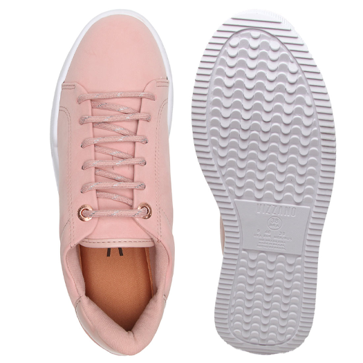 Feminina Vizzano TÃªnis Flatform Vizzano Listras Rosa Tenis