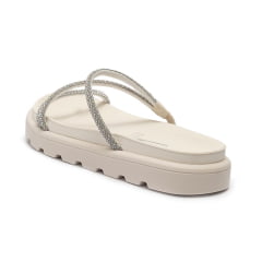 Sandália Papete Feminina Vizzano Flatform Off White Brilho