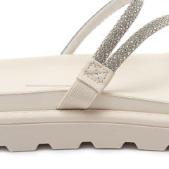 Sandália Papete Feminina Vizzano Flatform Off White Brilho