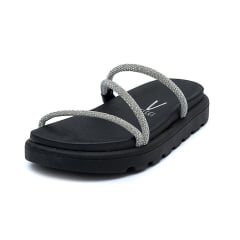 Sandália Papete Feminina Vizzano Flatform Preto Brilho