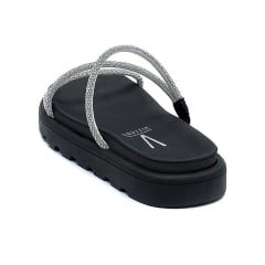 Sandália Papete Feminina Vizzano Flatform Preto Brilho